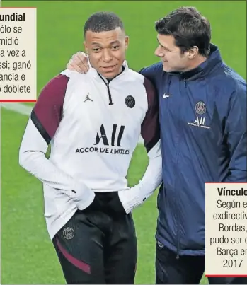  ??  ?? Kylian Mbappé, ayer con Pochettino.