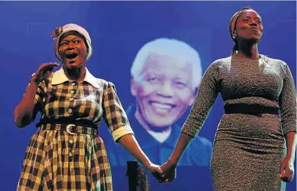  ?? Picture: Tiso Blackstar Group ?? WOMEN AT FOREFRONT At a concert honouring the legacy of Nelson Mandela in the State Theatre in Pretoria in 2013, the role of women in the struggle was highlighte­d by among others Harriet Manamela, Albertina Sisulu, Xolile Tshabalala and Winnie Mandela.
