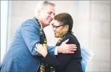  ?? Tom Williams CQ-Roll Call ?? KEVIN McCARTHY and Karen Bass attend an event at the Capitol in 2019. The speaker, left, and the L.A. mayor are longtime friends.