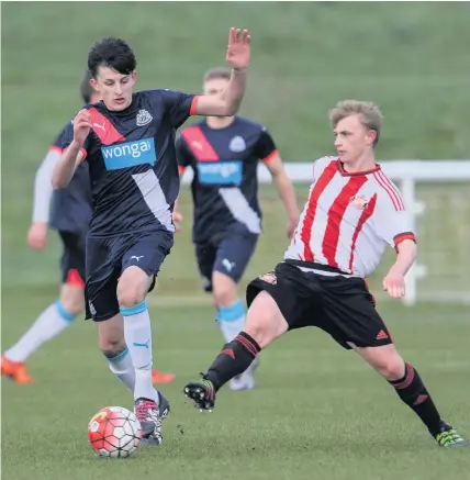  ?? Serena Taylor ?? Kelland Watts in action for Newcastle’s Under-18 side against their big rivals Sunderland