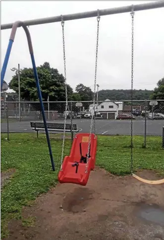  ?? PHOTO PROVIDED ?? A look at the ADA approved handicap swing recently installed in the 112th Street Park in Lansingbur­gh. The city of Watervliet will soon install four similar types of swings in its parks.
