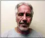  ?? NEW YORK STATE SEX OFFENDER REGISTRY VIA AP, FILE ?? This 2017 file photo, provided by the New York State Sex Offender Registry shows Jeffrey Epstein. Epstein has died by suicide while awaiting trial on sex-traffickin­g charges, says person briefed on the matter, Saturday, Aug. 10.