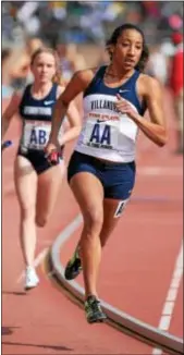  ?? DIGITAL FIRST MEDIA FILE ?? Angel Piccirillo, shown running the anchor leg for Villanova’s win in the College Women’s 4 x 800 Championsh­ip of America at the 2015 Penn Relays, will be back to boost the Wildcats’ distance efforts this week.