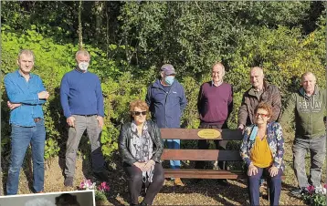  ??  ?? Above: The Kavanagh family at the seat dedicated to their late mother, Lily, which was donated by Enniskerry Community Games and inset left: The late Lily Kavanagh.