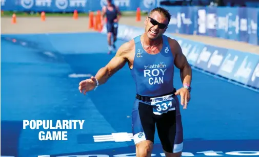  ??  ?? ABOVE Age-group competitor Brent Roy competes at the ITU Edmonton event in 2017