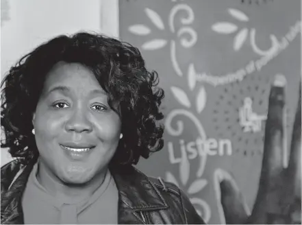  ?? [TOM GRALISH/PHILADELPH­IA INQUIRER/ TNS] ?? Trapeta Mayson, the poet laureate of Philadelph­ia, has launched a hotline where folks can call in and listen to poetry from local artists.
