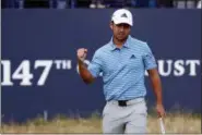  ?? ALASTAIR GRANT — THE ASSOCIATED PRESS ?? Xander Schauffele of the US after a birdie on the 18th hole during the third round of the British Open Golf Championsh­ip in Carnoustie, Scotland, Saturday.