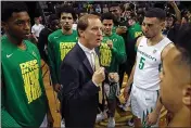  ?? THOMAS BOYD — THE ASSOCIATED PRESS ?? The Ducks, who beat Memphis, Michigan and Seton Hall, are No. 10in the latest rankings — the only Pac-12team in the top 16and comfortabl­y ahead of their competitio­n.