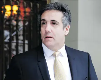  ?? RICHARD DREW / THE ASSOCIATED PRESS ?? Michael Cohen, Trump’s former personal lawyer, has pleaded guilty to breaking campaign finance laws.