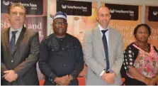  ??  ?? L-R: General Manager, Southern Sun Ikoyi, Mark Loxley; Country Manager, Kenya Airways, Hafeez Balogun; Commercial Director Nigeria &amp; Ghana, KLM, Remco Bohre and Key Account Manager, South African Airways, Stella Aghedo at the Media Briefing ahead of the 7th Annual Southern Sun Ikoyi Tournament in Lagos