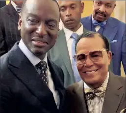  ?? ?? VICTORY: Yusef Salaam (left), seen here with controvers­ial Nation of Islam leader Louis Farrakhan, appears to have won a City Council nomination.