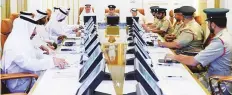  ?? Courtesy: Dubai Police ?? Maj Gen Abdullah Khalifa Al Merri chairs a meeting with officers from Dubai Police’s Anti-Narcotics Department.