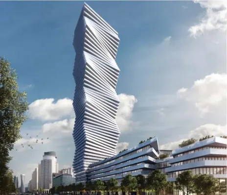  ?? BRICK VISUALS ?? Architects tout the “iconic yet simple” design of the M City tower. The plan is to break ground late this year or in early 2018.