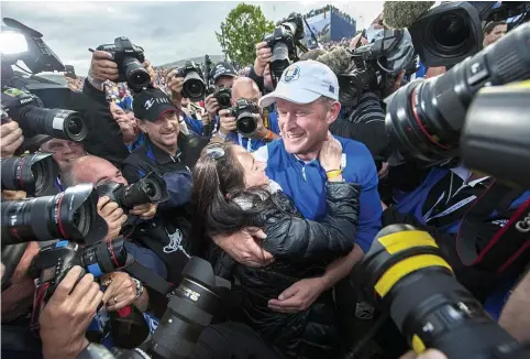  ??  ?? Prize guy: Graham Chadwick’s stunning award-winning picture of Jamie Donaldson after securing the Ryder Cup