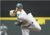  ?? Lindsey Wasson / Getty Images ?? Sean Manaea limited Seattle to one run and two hits in seven innings while lowering his ERA to 1.63 through four starts.