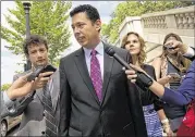  ?? JACQUELYN MARTIN / ASSOCIATED PRESS ?? Rep. Jason Chaffetz, R-Utah, leaves the Longworth House Office Building on Capitol Hill on Thursday after House Majority Leader Kevin McCarthy announced that he will not run for House Speaker.