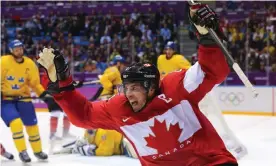  ?? Photograph: Martin Rose/Getty Images ?? Sidney Crosby of Canada celebrates after scoring during the Olympic gold medal game at the 2014 Winter Games in Sochi.