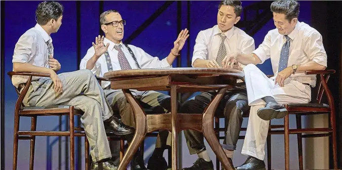  ?? — Metropolit­an Production­s ?? Radhi ( second from left) says it is a monumental task for him to play the late tunku abdul Rahman in The LKY Musical in singapore. Pang ( right) plays Lee Kuan yew.