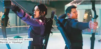  ??  ?? Hailee Steinfeld and Jeremy Renner in ‘Hawkeye’.
Photos by Gulf News Archive, supplied and courtesy of Marvel Studios and Warner Bros.