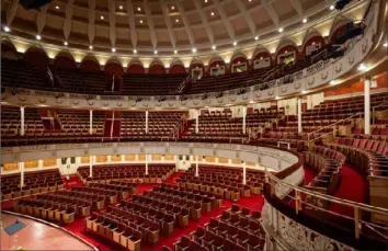  ?? ?? Carnegie Music Hall in Oakland reopened Friday after an eight-month, nearly $9 million renovation that included ADA-compliant seating, a mural restoratio­n, lighting upgrades and more.