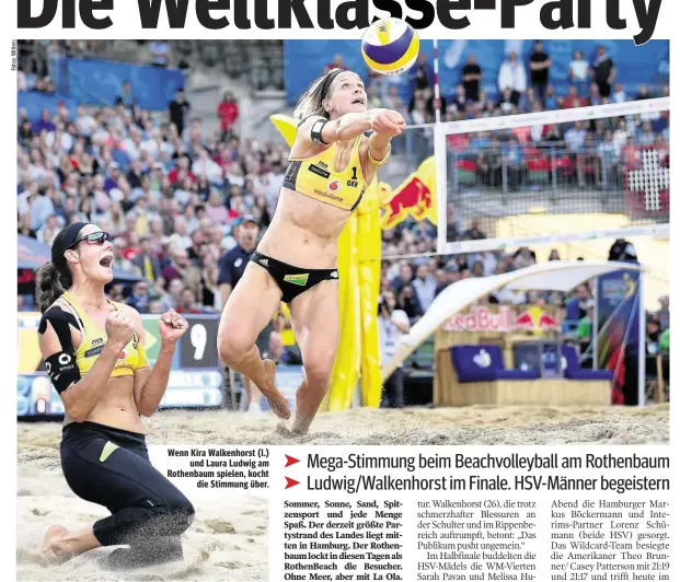  ??  ?? Wenn Kira Walkenhors­t (l.) und Laura Ludwig am Rothenbaum spielen, kocht die Stimmung über.