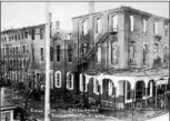  ?? PHOTO COURTESY OF THE BOYERTOWN HISTORICAL SOCIETY ?? This is what was left of the Boyertown Opera House after the fire had run its course in January 1908. Ironically the recently installed fire escapes that were of so little use were still standing.