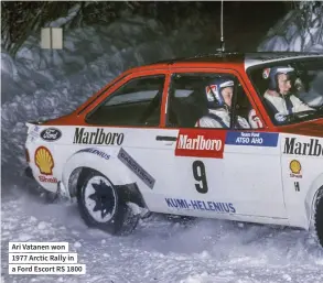  ??  ?? Ari Vatanen won
1977 Arctic Rally in a Ford Escort RS 1800