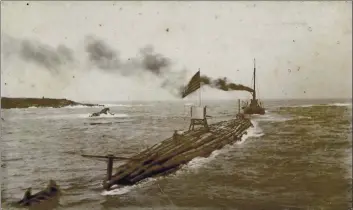  ?? VIRGINIA LYCAN ESTATE, JOHN PASCHALL, SR. — KELLEY HOUSE MUSEUM ARCHIVES ?? A steamship towing a log raft out of Noyo Harbor, near Fort Bragg.