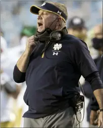  ?? ASSOCIATED PRESS FILE PHOTO ?? Notre Dame coach Brian Kelly feels his program is closing the talent gap with powers like Alabama, Ohio State and Clemson.
