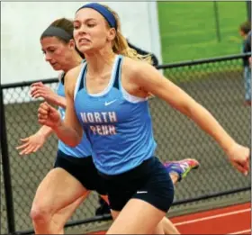  ?? BOB RAINES — DIGITAL FIRST MEDIA ?? North Penn’s Sophia Broadhurst wins her heat of the 100 meter dash Friday.