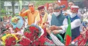  ?? HT PHOTO ?? Union minister Anurag Thakur started his five-day ‘Jan Ashirwad Yatra’ from Chandigarh on Thursday.