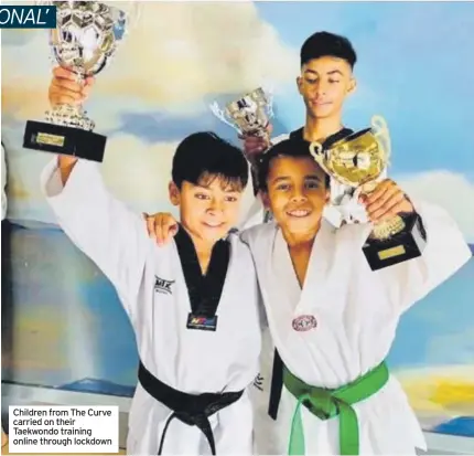  ?? PHOTO: JOHN WEBSTER / TASHA GORDON ?? Children from The Curve carried on their Taekwondo training online through lockdown