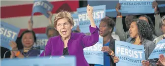  ?? STAFF FILE PHOTO BY NICOLAUS CZARNECKI ?? PUNCHING BACK: Bay State U.S. Sen. Elizabeth Warren, seen at a rally last month, put out a 26-tweet reply to counter President Trump’s Twitter rant,