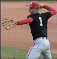  ?? (NWA Democrat-Gazette/Andy Shupe) ?? Arkansas sophomore second baseman Robert Moore said the No. 8 Razorbacks enjoy the challenge of opening the season this weekend with three games against ranked opponents. “As competitor­s, there’s no other way you’d want it to go,” he said.