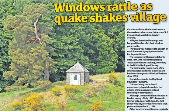  ??  ?? Measuremen­ts The Earthquake House at The Ross on the outskirts of Comrie