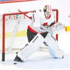  ?? JAMES CAREY LAUDER/USA TODAY SPORTS ?? Senators goalie Matt Murray is expected to get the green light to suit up in one of the two remaining games against the Toronto Maple Leafs this week.