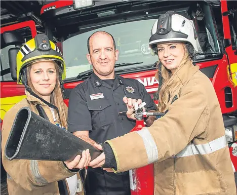  ??  ?? FIREFIGHTE­RS at Kingsway East station have been playing their part to help raise £500 for two charities.
Watch manager Bryan Nelson presented a cheque for £250 to Dreamfligh­t charity staff members Helen Hawkins, pictured left, and Ashley...