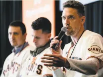  ?? Michael Short / Special to The Chronicle ?? Hunter Pence, who got the loudest cheers at FanFest, hit .297 with Texas in 2019, 71 points higher than his average in 2018, the last of his seven seasons with San Francisco.