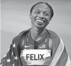  ?? ANDREW NELLES/USA TODAY SPORTS ?? Allyson Felix became the second American track and field athlete to win 10 Olympic medals with her bronze in the 400.