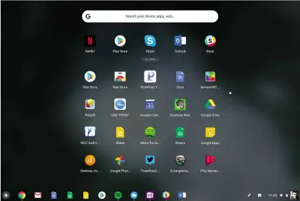  ??  ?? ABOVE Google’s Pixelbook now runs full-blown Android apps such as Slack, Evernote, Netflix and Skype