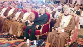  ?? — ONA ?? HH Sayyid Asaad and other dignitarie­s during the Third Duqm Forum: Society and Economy 2017 at Grand Hyatt Hotel in Muscat on Tuesday.