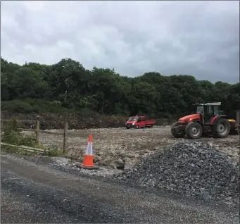  ??  ?? The site at Holy Family National School which is being prepared for use as a set- down area. Pic: Marie Brouder.