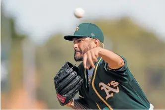  ?? RANDY VAZQUEZ/STAFF ?? Sean Manaea’s funky delivery creates unique deception that makes a dropping slider and elevated fastball generate swings and misses.