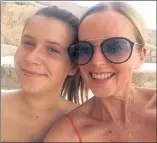  ??  ?? Gregory’s Girl star Clare Grogan, below, and, above, on holiday with her teenage daughter, Elle