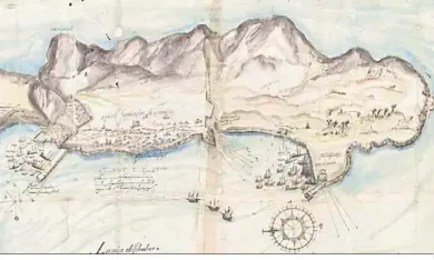  ?? ?? Una vista de “La vaya de Gibraltar” (1608), en vísperas de la llegada del rey.