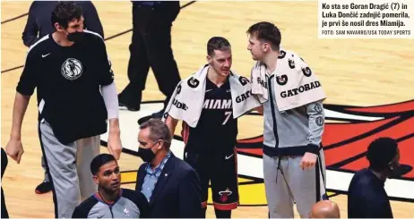  ?? FOTO: SAM NAVARRO/ USA TODAY SPORTS ?? Ko sta se Goran Dragić (7) in Luka Dončić zadnjič pomerila, je prvi še nosil dres Miamija.