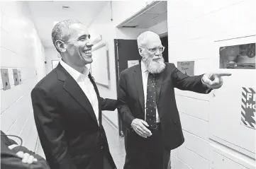  ??  ?? Letterman’s new Netflix series kicks off with an interview with former president Obama. — Courtesy of Netflix