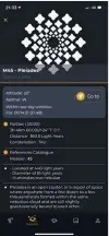  ??  ?? The Unistellar app can be set for ‘Enhanced Vision’ of a target (left); and to access factual informatio­n (right)