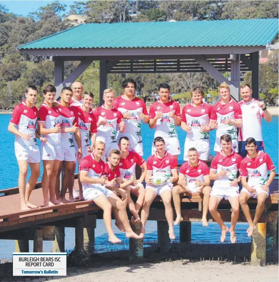  ??  ?? Palm Beach Currumbin players in the specially designed jerseys for their upcoming seven-night Fijian tour.