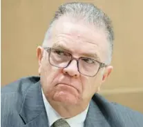  ?? ?? Carballo is shown at the defense table during his manslaught­er trial on Monday at the Broward County Courthouse­e. A dozen elderly patients at the nursing home died in sweltering conditions after Hurricane Irma struck in 2017.